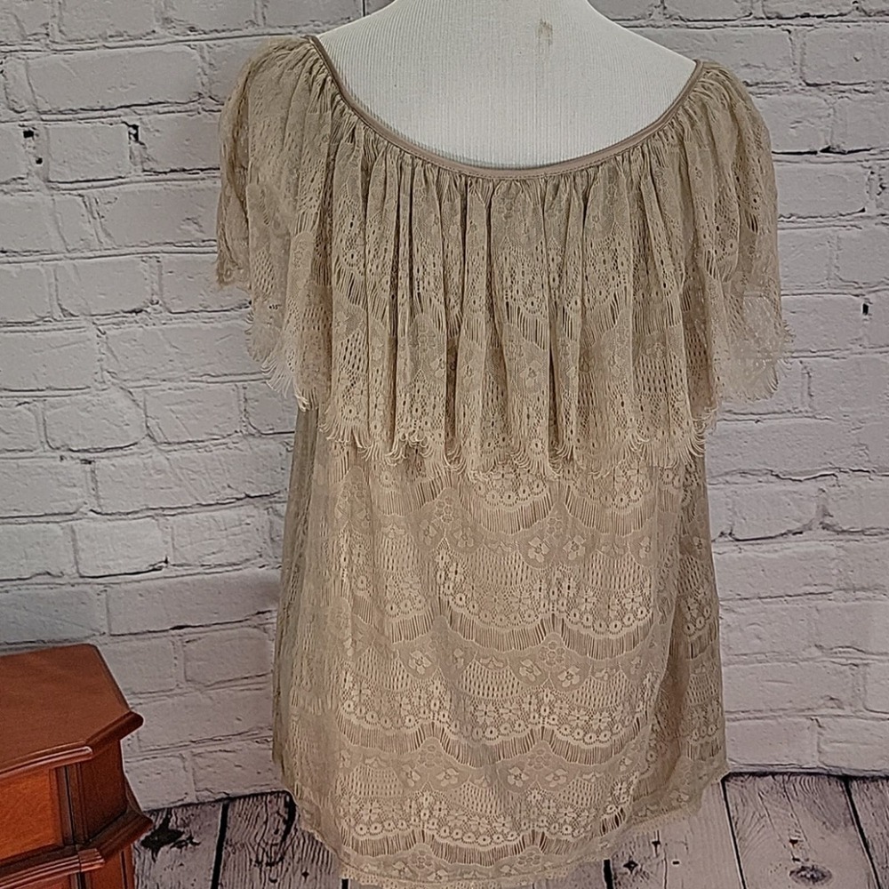 NY Collection Ruffle top layer over Lace - Picture 6 of 10